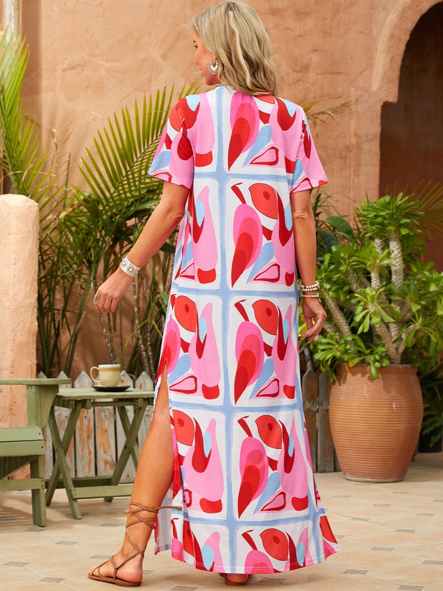 Boho Floral Knitting Dress