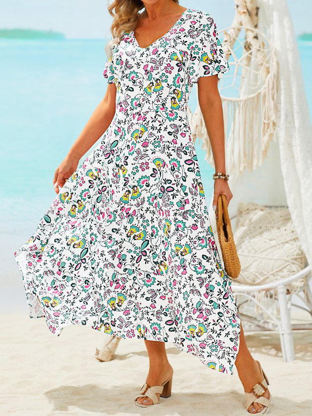 V Neck Outdoor Weaving Dress