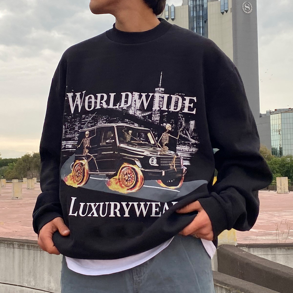 Men Worldwide Luxurywear Print Sweatshirts