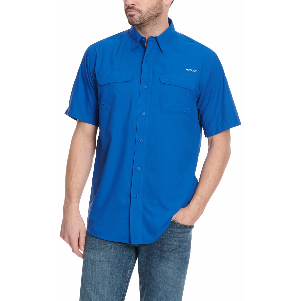 Ariat Men's VentTEK Royal Blue Western Fitted Short Sleeve Shirt