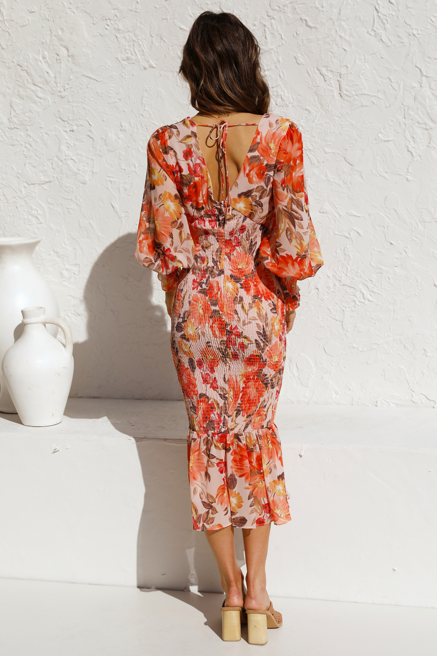 Latisha Midi Dress ORANGE