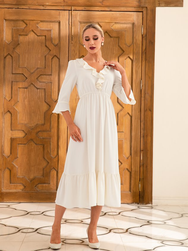 Elegant Ruffled Weaving Dress