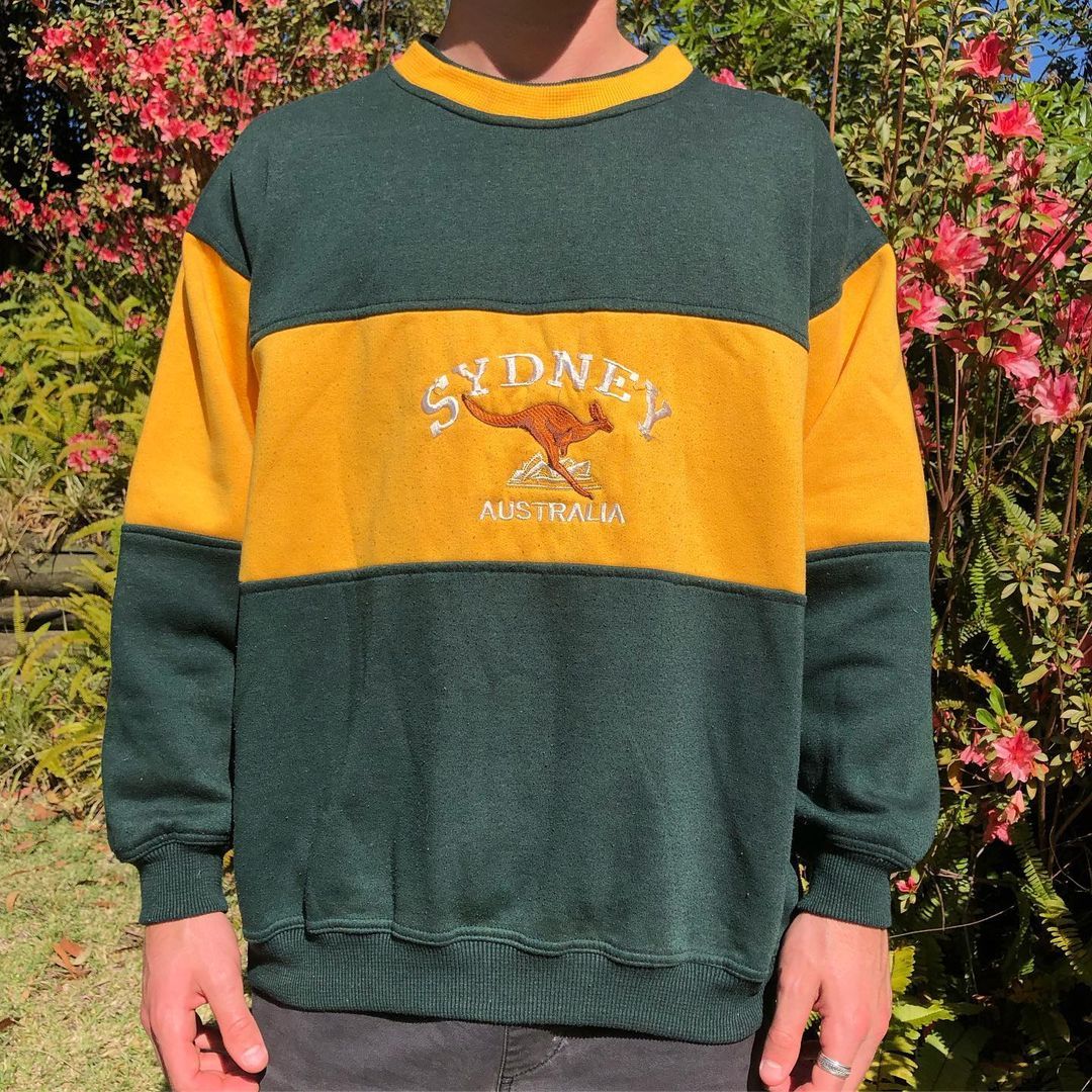 Vintage Casual Color Matching Sydney Print Sweatshirt