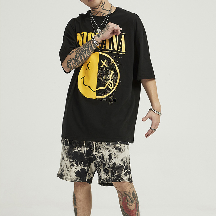 Mens Black Printed T-shirt