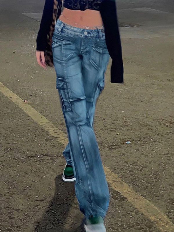 Seam Detail Pocket Cargo Jeans
