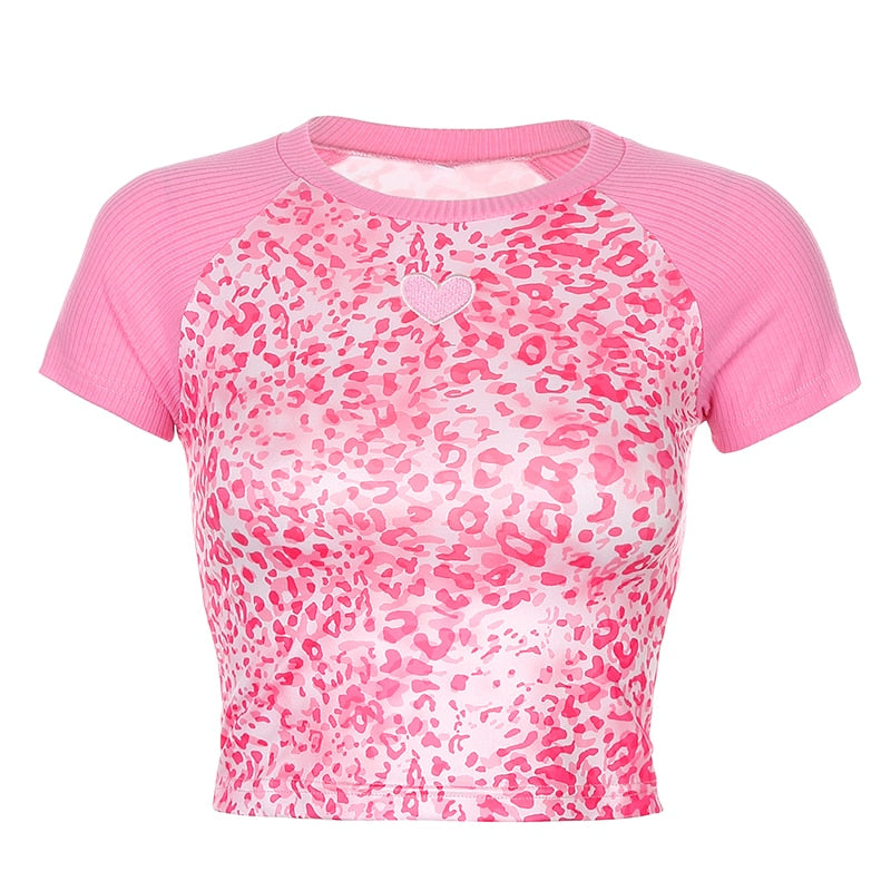 Pink Wild Heart Cropped Tee