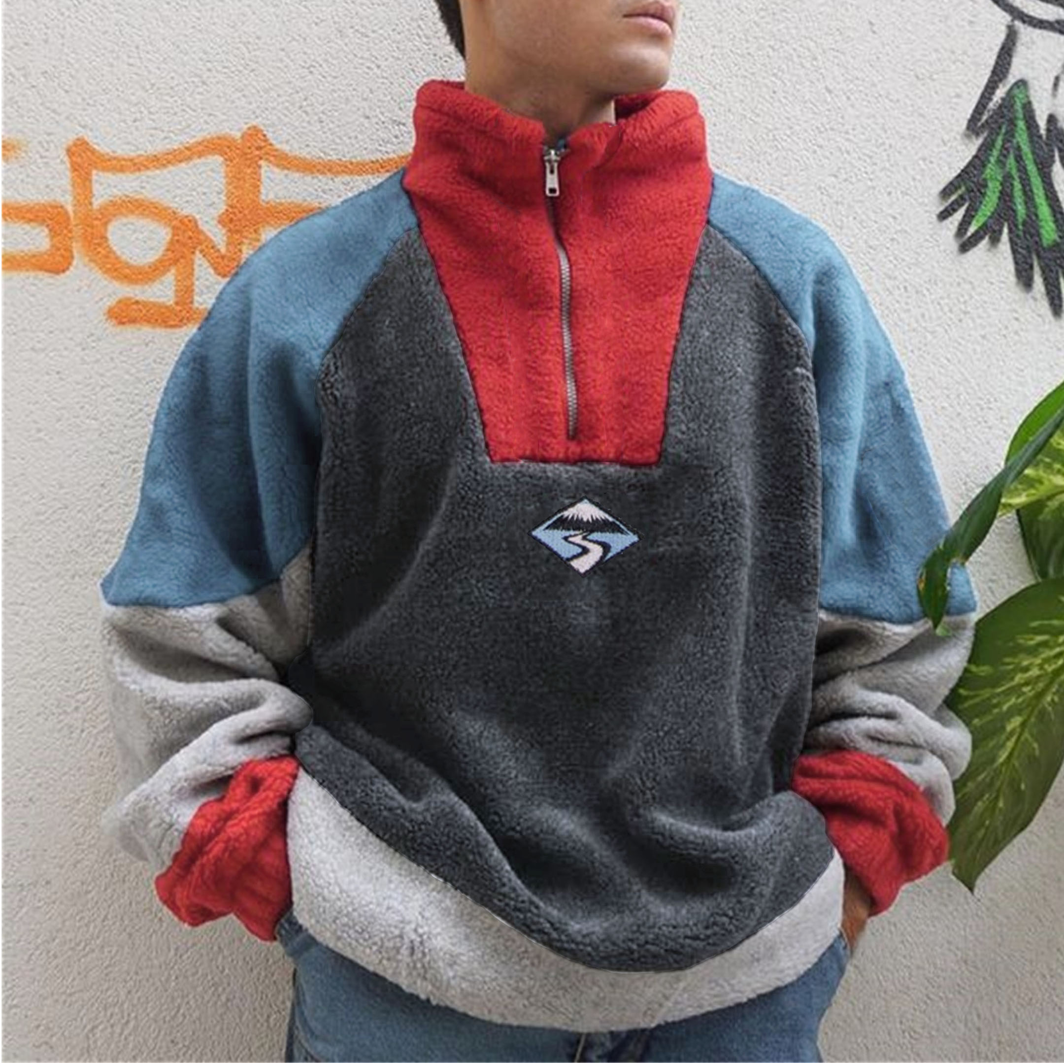 Retro Men's Autumn & Contrast Patchwork Sweatshirt
