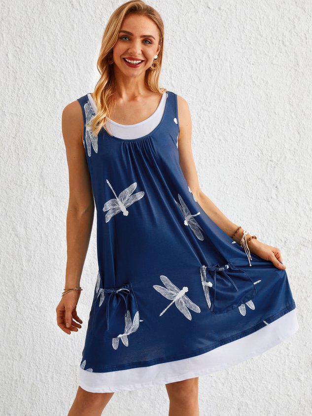 Crew Neck Sleeveless Dresses