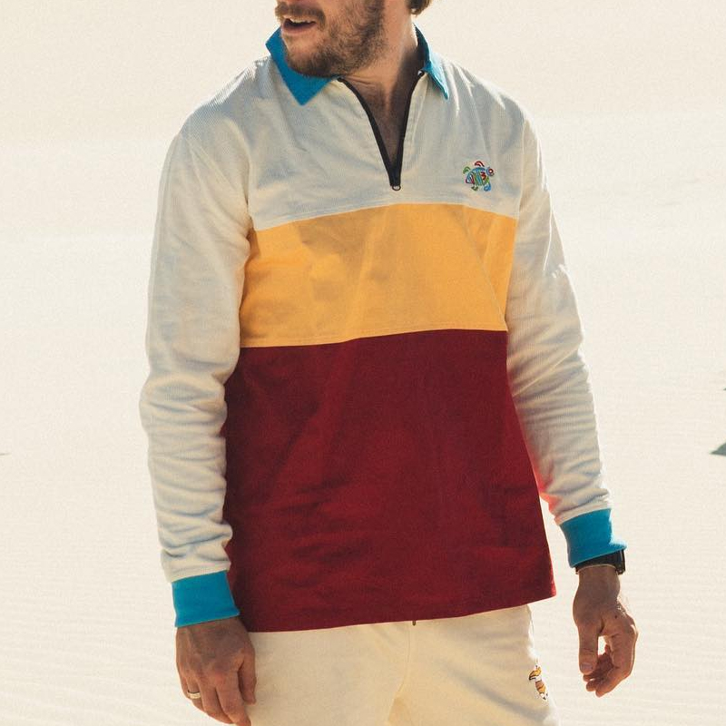 Retro Surf Color Patchwork Casual Sweatshirt