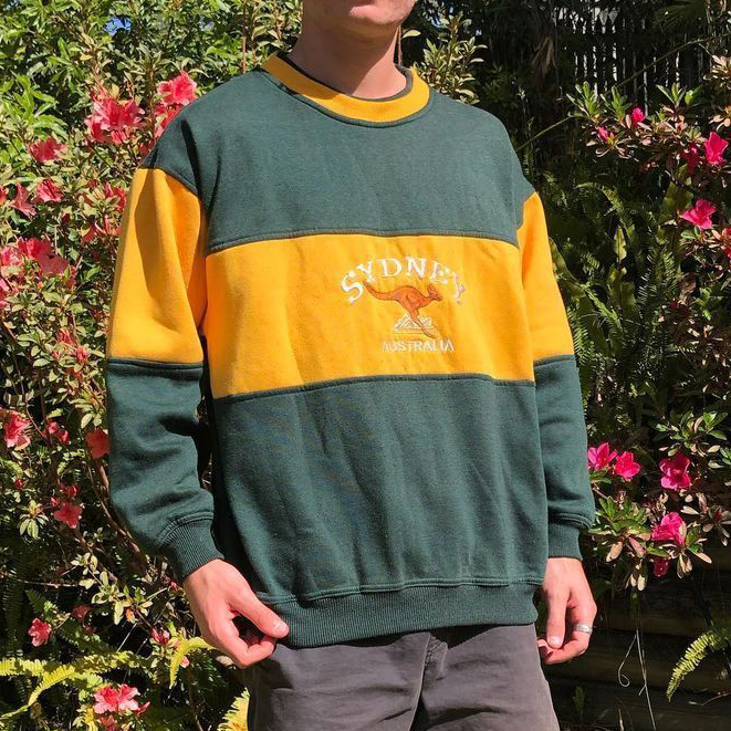 Vintage Casual Color Matching Sydney Print Sweatshirt