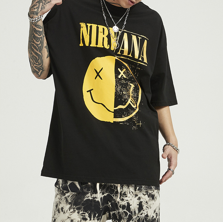 Mens Black Printed T-shirt