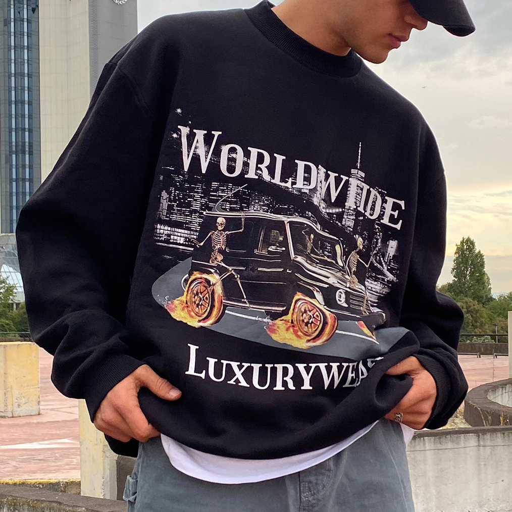 Men Worldwide Luxurywear Print Sweatshirts