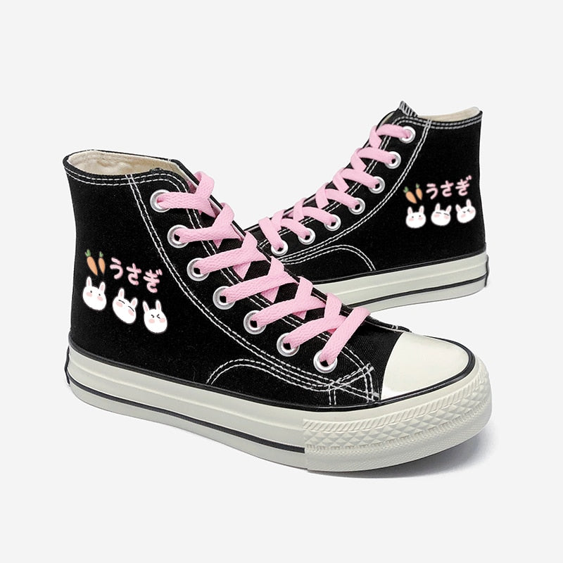 Lovely Little Bunnies High Top Canvas Shoes - Women's