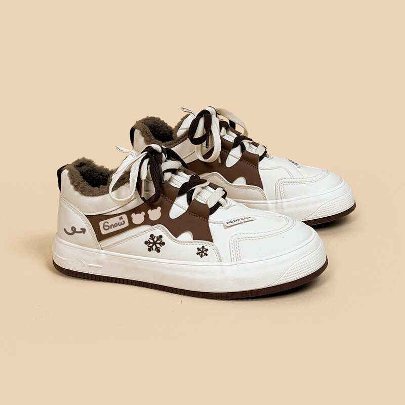Ultra Warm Plush Lined Snow Bear Canvas Shoes - Women's
