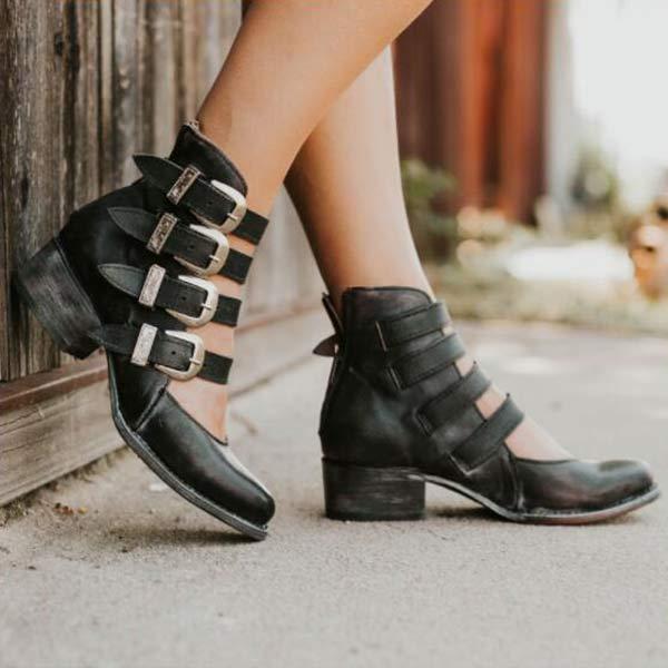Women's Belt Buckle Shallow Mouth Single Shoes 07529670C