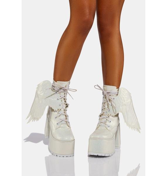 Pure Arctic Angel Glitter Platform Boots