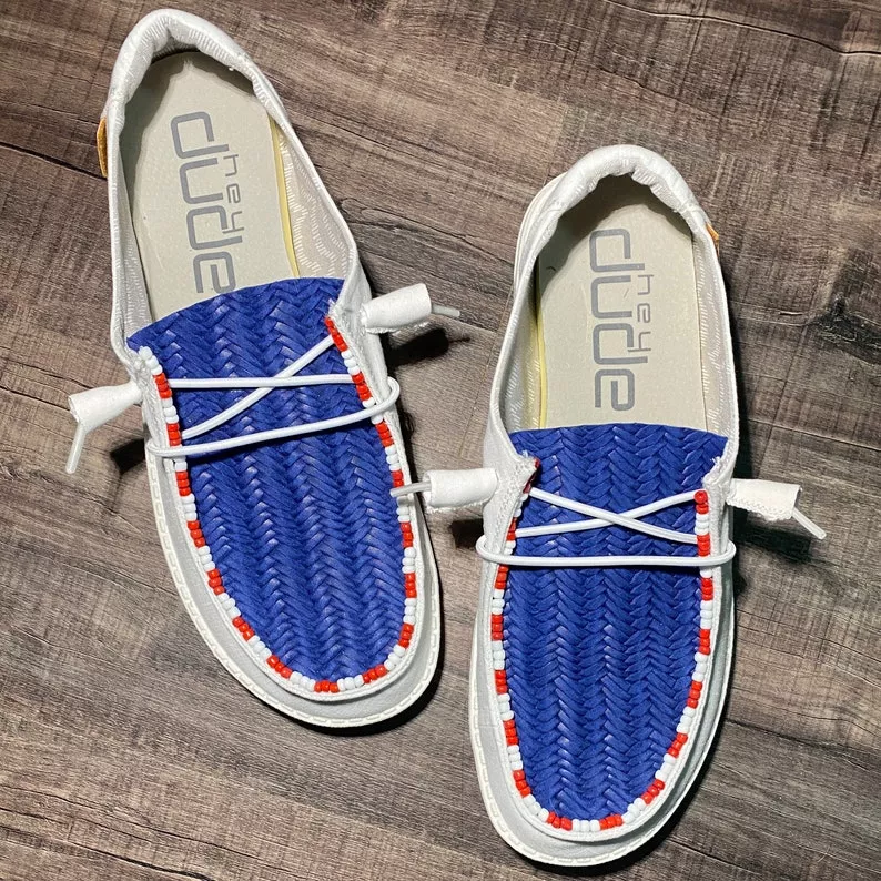 Women's Shoes Patriotic Beaded Tooled Leather