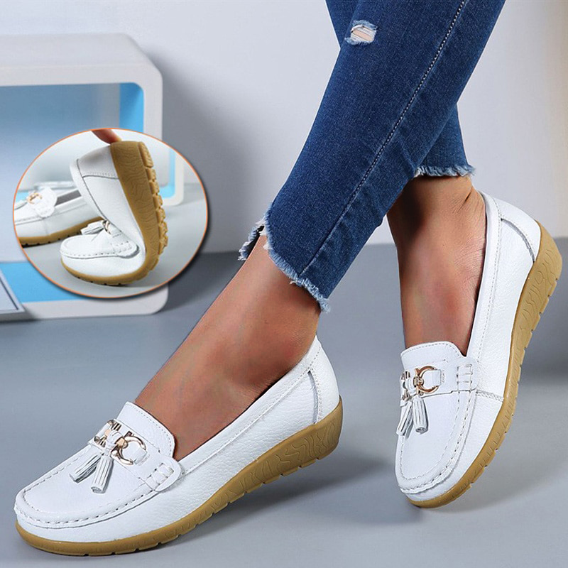 Women Flats Ballet Leather Breathable Casual Shoes