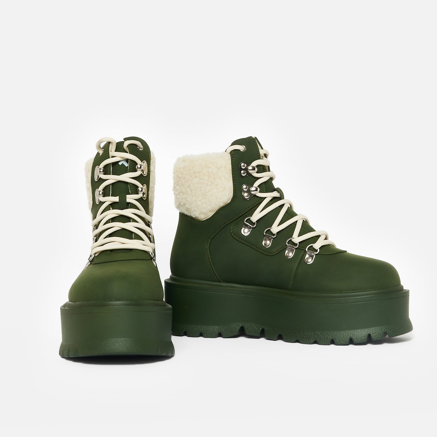 Kaldor Khaki Fur Platform Boots