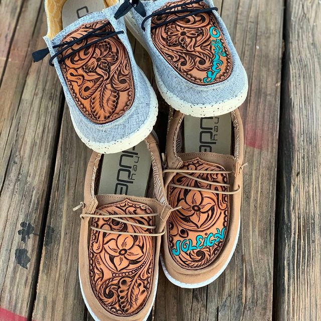 Women's Shoes Custom Wendy Leather Flowers Carving