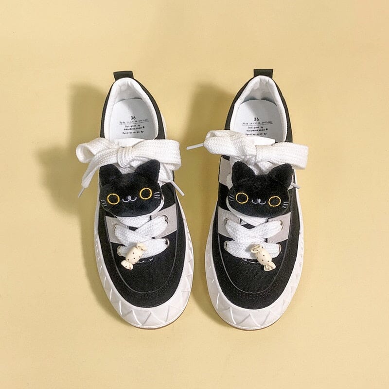 Ultra Fluffy Kitty Plushie Canvas Shoes - Women's