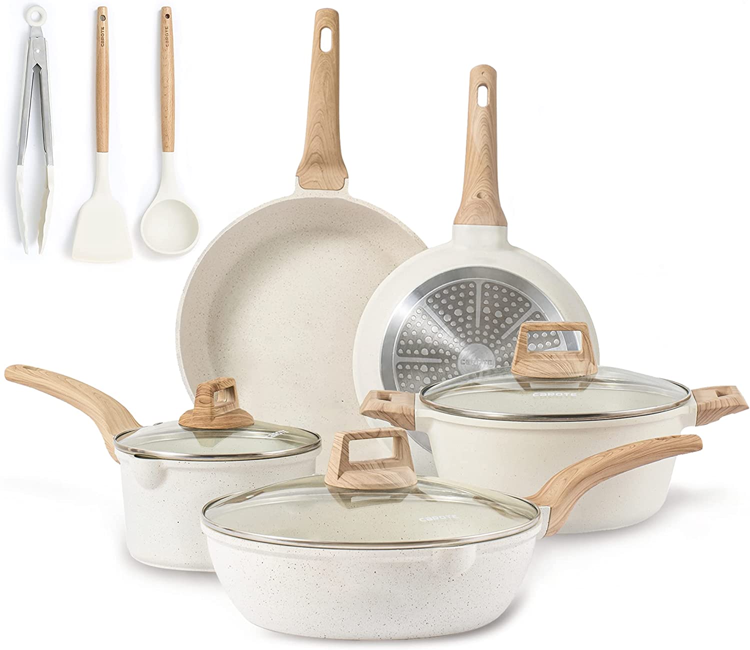 10 Pcs Non Stick Cooking Set w/Frying Pans & Saucepans