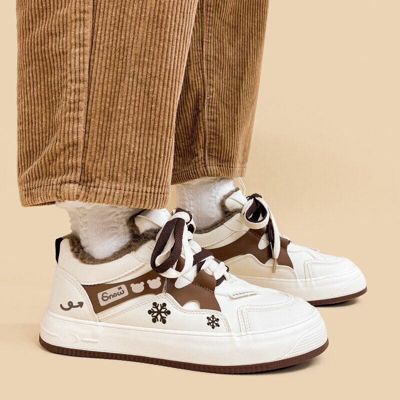 Ultra Warm Plush Lined Snow Bear Canvas Shoes - Women's