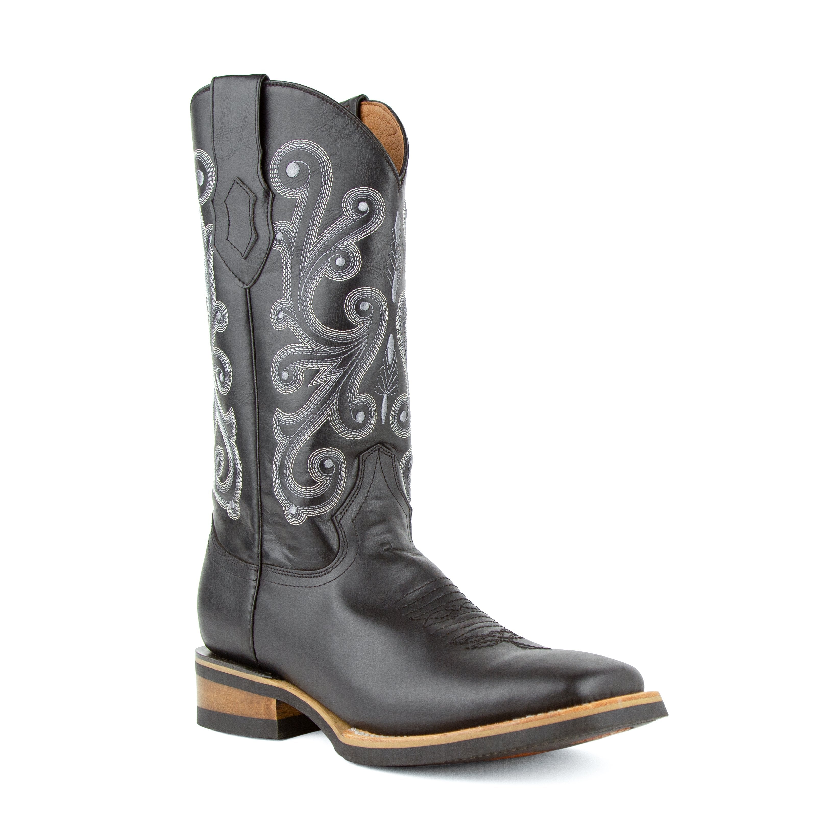 Men's Ferrini French Leather Boots Handcrafted Black