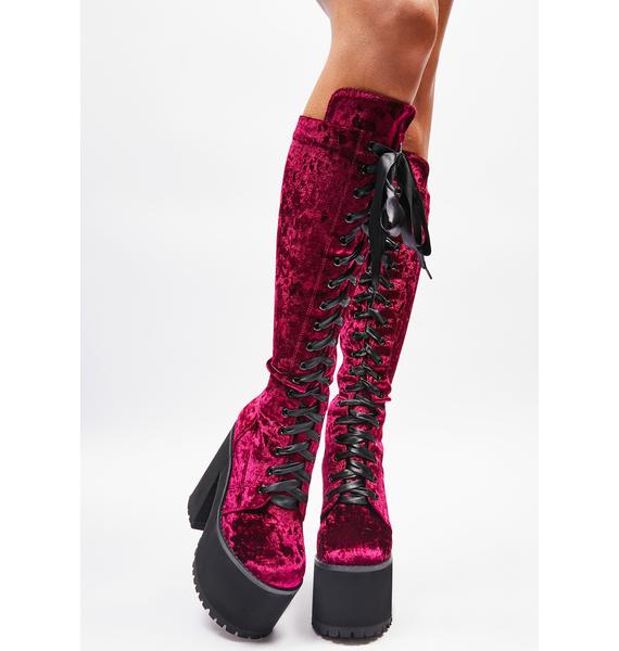 velvet knee-high boots