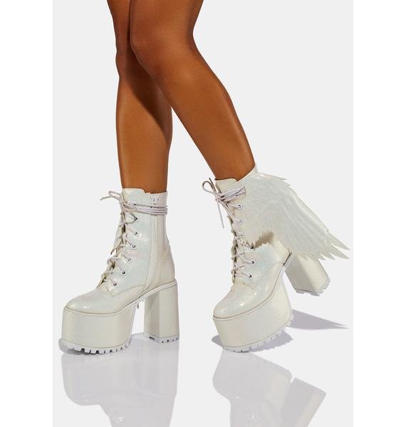 Pure Arctic Angel Glitter Platform Boots