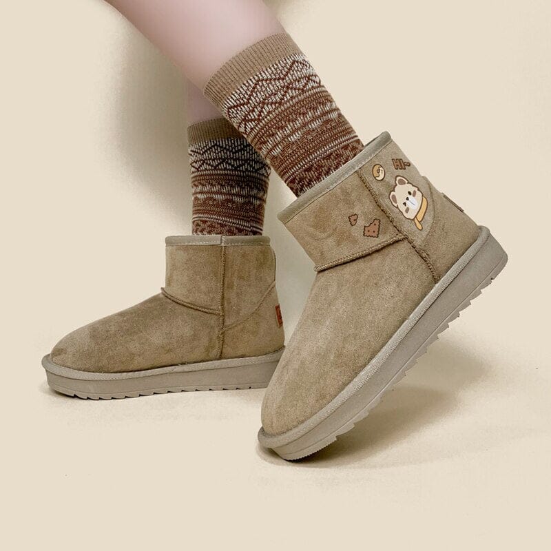 Ultra Warm Winter Winking Bear Booties - Women's
