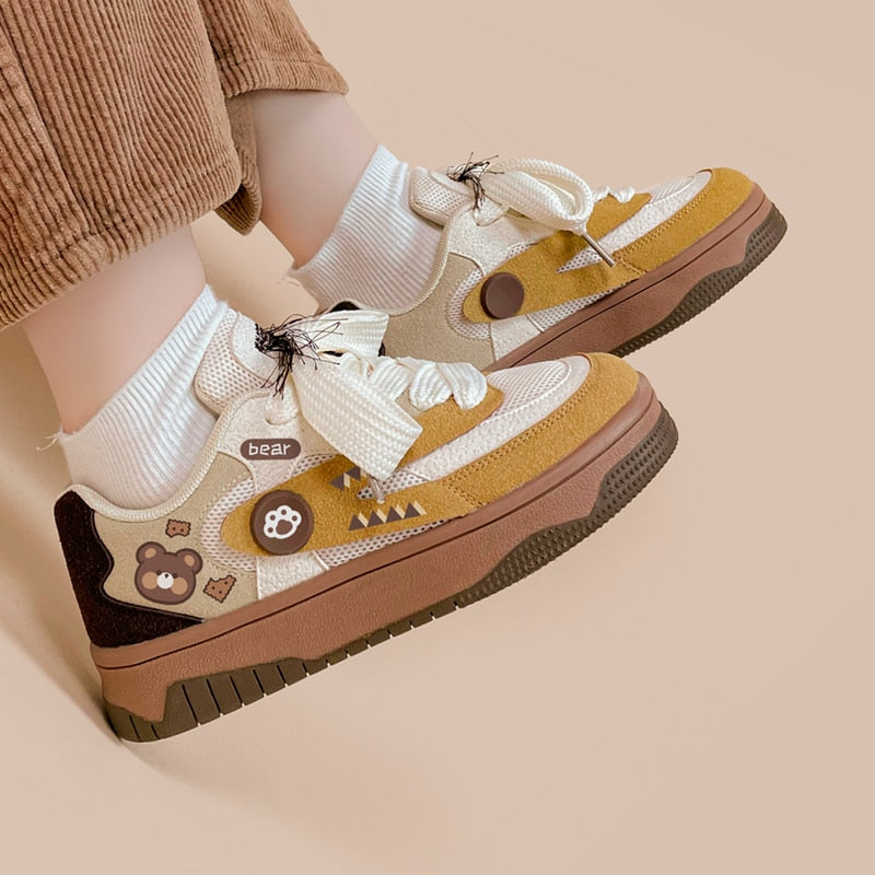 Brown Baby Bear Chunky Casual Sneakers - Women's