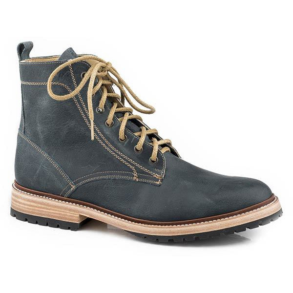 Men's Stetson Chukka Leather Lace Up Boots Handcrafted Blue