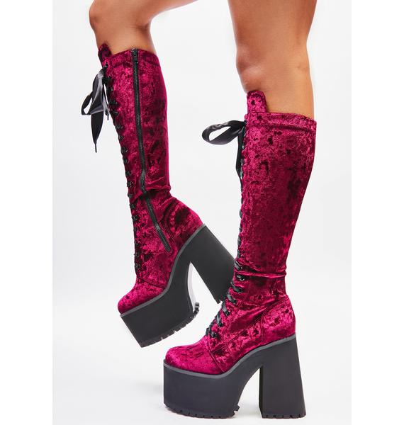 velvet knee-high boots