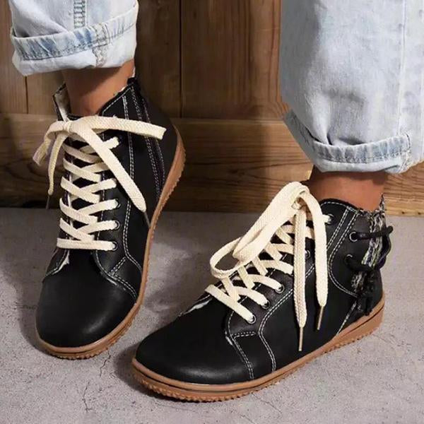 Women's Retro Casual Flat Lace-Up Booties 65561992S