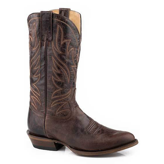 Men's Roper Parker R Toe Leather Boots Handcrafted Brown