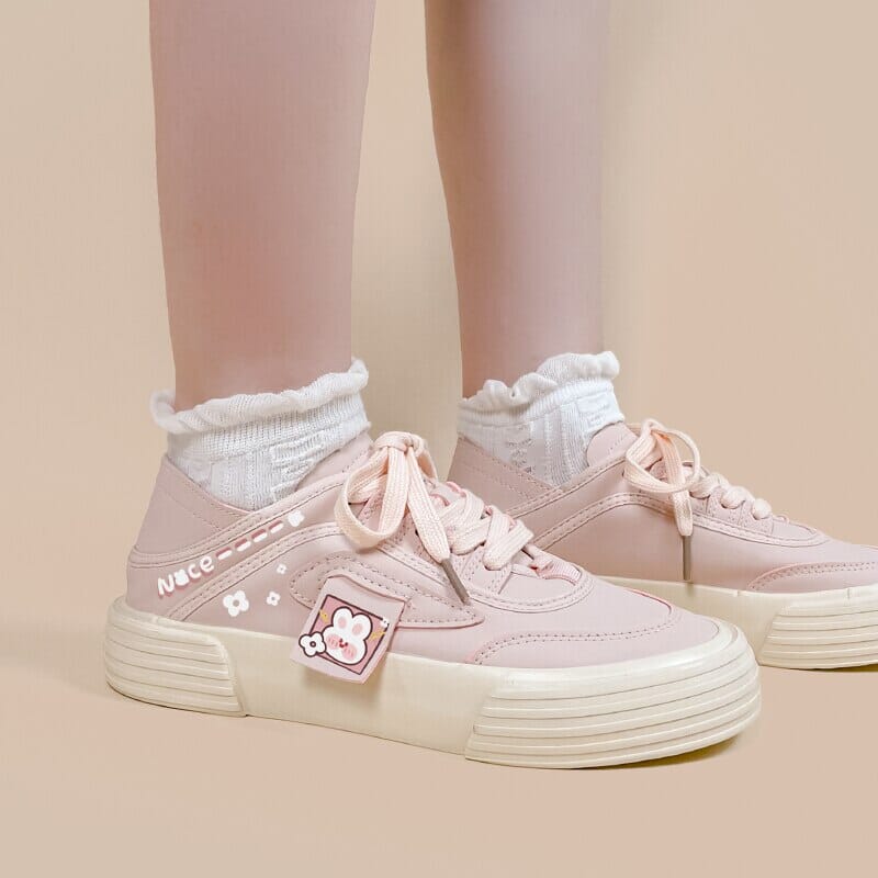 Sakura Pink Bunny Canvas Shoes - Women's