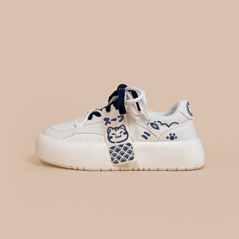 Ultra Kawaii Kitty Colorblock White Sneakers - Women's
