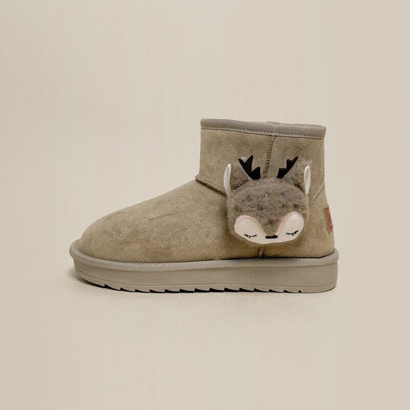 Ultra Warm 3D Plush Sleeping Deer Booties - Women's