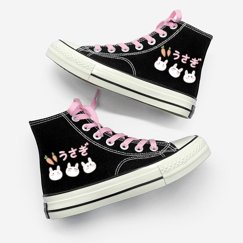 Lovely Little Bunnies High Top Canvas Shoes - Women's