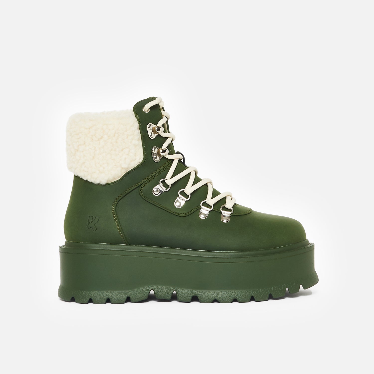 Kaldor Khaki Fur Platform Boots