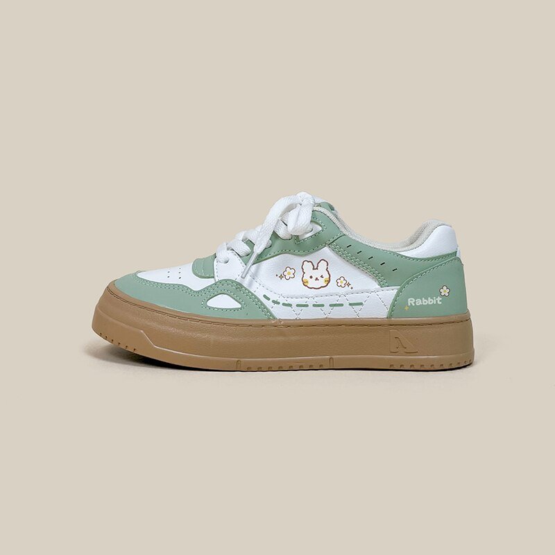 Ultra Comfy Colorblock Green Bunny Sneakers - Women's