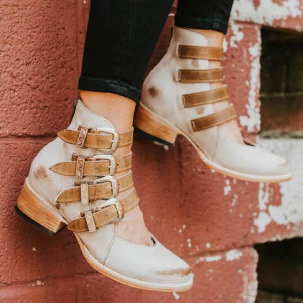 Women's Belt Buckle Shallow Mouth Single Shoes 07529670C