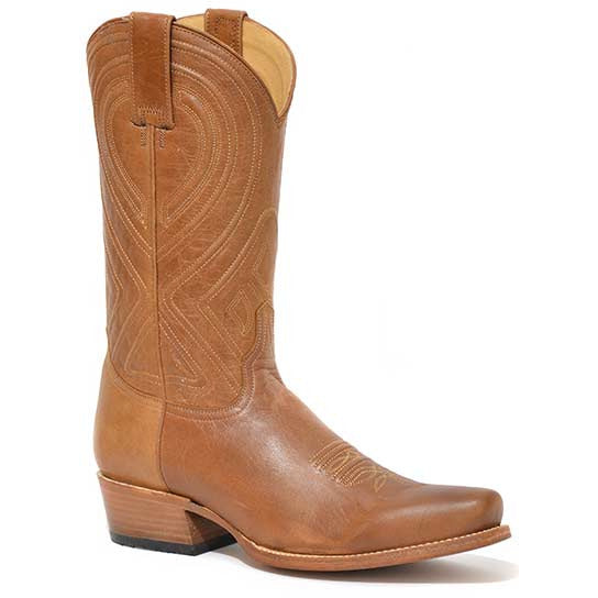Men's Stetson Mossman Leather Boots Handcrafted Oiled Tan