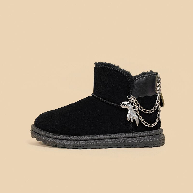 Ultra Warm Suede Dinosaur Chains Booties - Women's