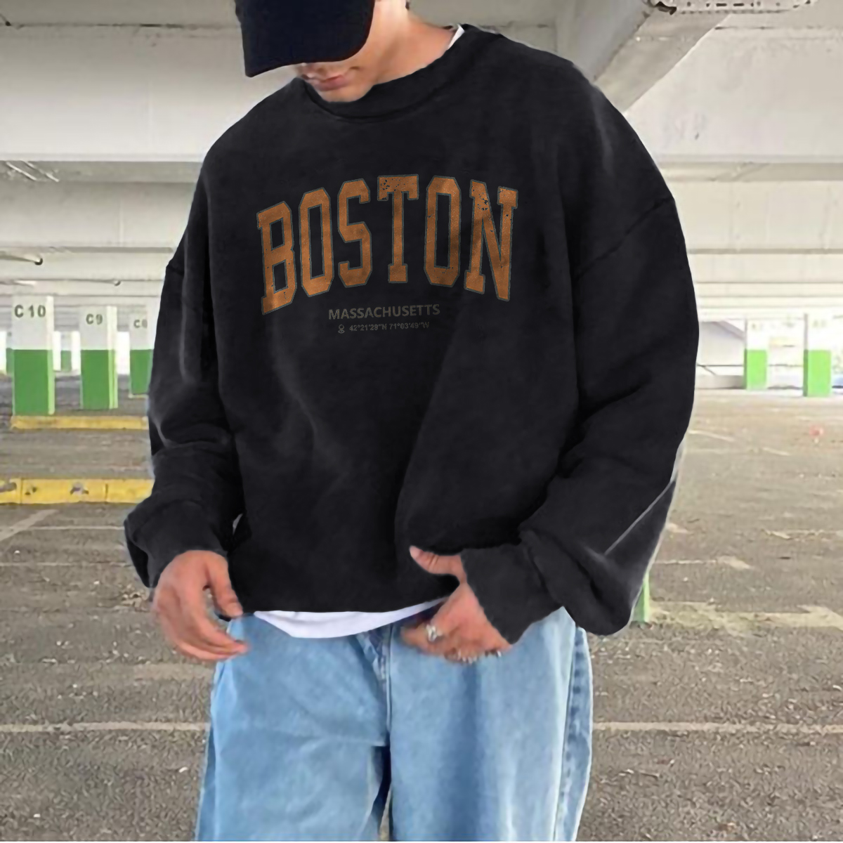 Retro Boston Alphabet Sweatshirt