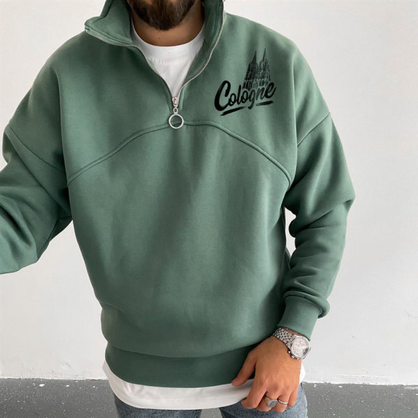 Retro Cologne Germany Print Men's Zip Sweatshirt