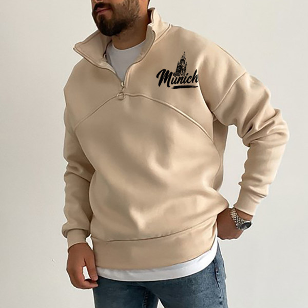 Retro Munich Germany Print Men's Zip Sweatshirt