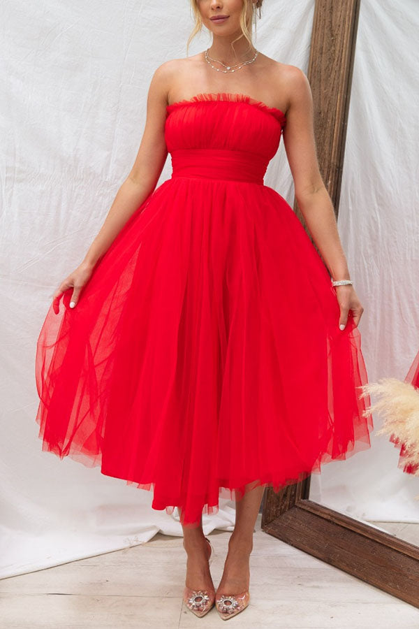 Moonlight Glow Tulle Off Shoulder Ruched Maxi Dress