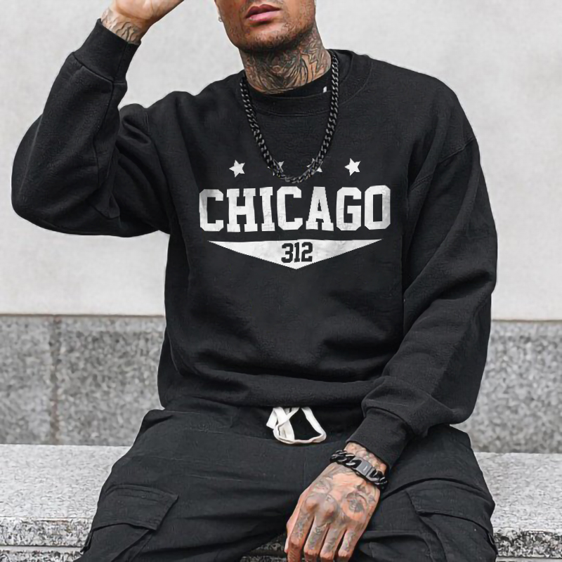 Chicago 312 Printed Crew Neck Classic Sweatshirt